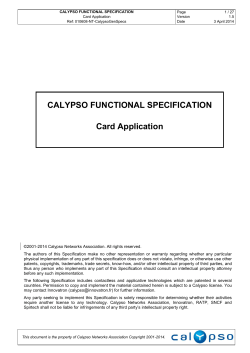 CALYPSO FUNCTIONAL SPECIFICATION Card