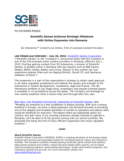 Scientific Games Achieves Strategic Milestone with Online