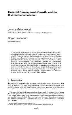 Financial Development, Growth, and the Distribution of Income