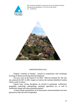 PARTICIPATION CALL Program "Anatomy of Islands" consists of