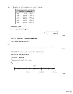 Q1. On sports day children get points for how far they jump. Joe