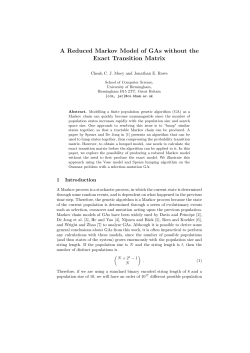 A Reduced Markov Model of GAs without the Exact Transition Matrix