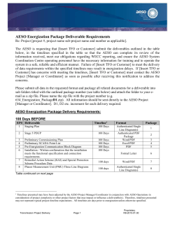 Energization Package Deliverable Requirements