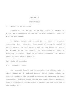 CHAPTER I INTRODUCTION 1.1 Definition of corrosion `Corrosion