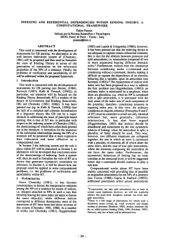 indexing and a referential dependencies within binding theory
