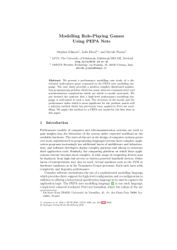 Modelling Role-Playing Games Using PEPA Nets