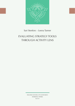EvALuATING STRATEGy TOOLS THROuGH ACTIvITy LENS