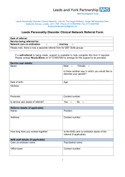 Leeds Personality Disorder Clinical Network