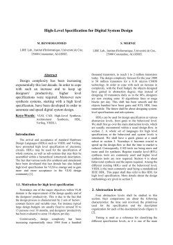 High Level Specification in Electronic Design