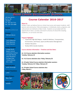 Bear Creek course calendar 2016