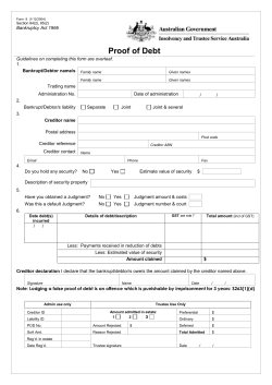 Formal Proof of Debt - HLB Mann Judd (Insolvency WA)