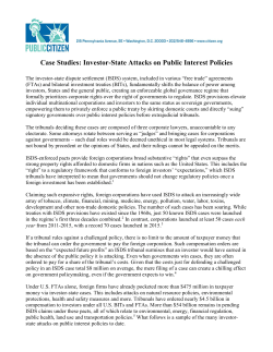 Case Studies: Investor-State Attacks on Public