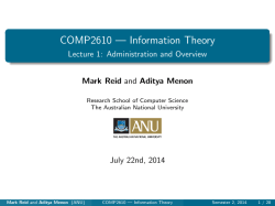 COMP2610 &mdash; Information Theory