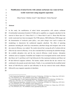 Keywords: Adsorption, CTAB-NiFe 2 O 4 , Dye removal, Isotherm