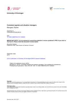 University of Groningen Consistent egoists and situation managers