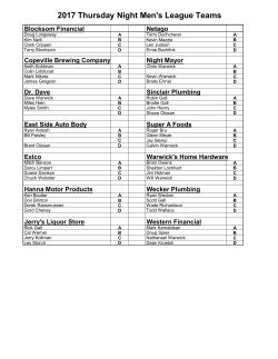 2017 Thursday Night Men`s League Teams