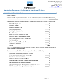 Application Supplement for Insurance Agents and