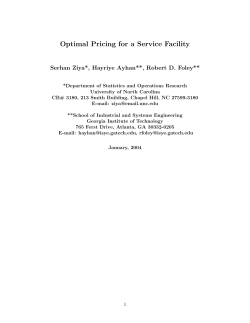 Optimal Pricing for a Service Facility - UNC