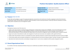 Position Description: Quality Systems Officer