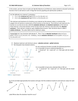 4.1 Extreme Value of Functions