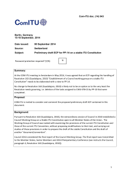 Preliminary draft European Common Proposal for the 2014