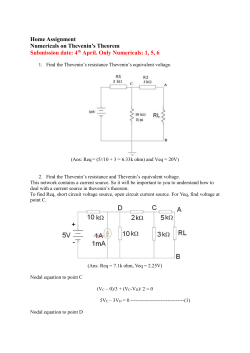 Home Assignment - Numericals on Thevenin&iexcl;&macr;s Theorem