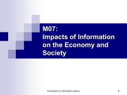 Lecture Nine: Impact of Information to the Economy and Society