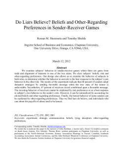 Do Liars Believe? Beliefs and Other