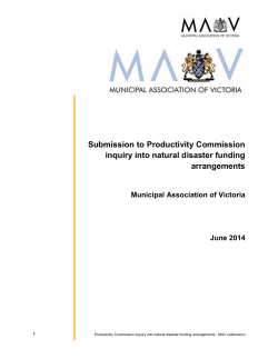 Submission to Productivity Commission inquiry into natural disaster