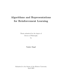 Algorithms and Representations for Reinforcement Learning