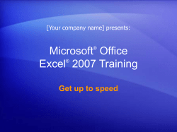 Microsoft&reg; Office Excel&reg; 2007 Training