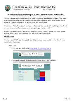 Guidelines for Team Managers to enter Pennant Teams and Results.