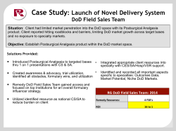 Case Study: Launch of Novel Delivery System DoD Field Sales Team
