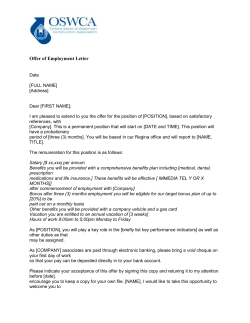 Offer of Employment Letter