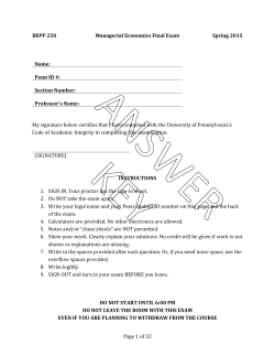 Page 1 of 32 BEPP 250 Managerial Economics Final Exam