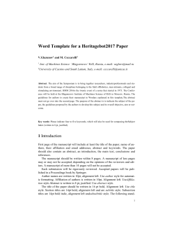 LaTex Template for an EUCOMES 2010 Paper