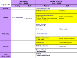 Extra curricular timetable