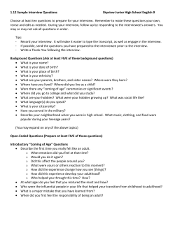 1.12 Sample Interview Questions Skyview Junior High School