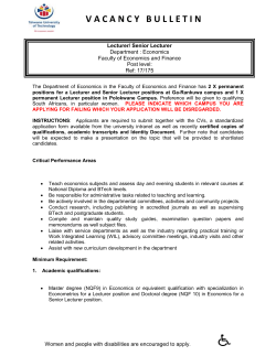 Economics Lecturer Position Advert