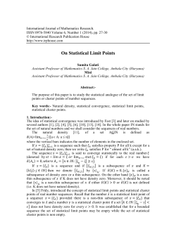 On Statistical Limit Points - International Research Publication House