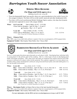 Barrington Youth Soccer Association SPRING MINI