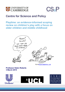 Centre for Science and Policy Playtime: an evidence