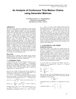 An Analysis of Continuous Time Markov Chains using Generator