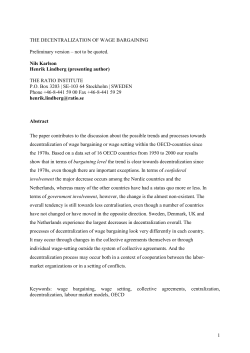 1 THE DECENTRALIZATION OF WAGE BARGAINING Preliminary