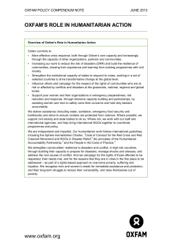 Oxfam`s Role in Humanitarian Action