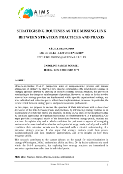strategising routines as the missing link between strategy practices