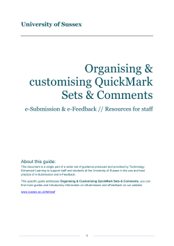 QuickMark Sets and Comments