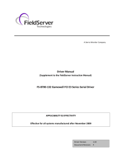 Driver Manual FS-8700-132 Gamewell FCI E3 Series Serial Driver