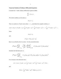 Numerical Solution of Ordinary Differential Equations