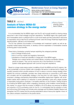 Analysis of future MENA-EU common strategy in the energy sector